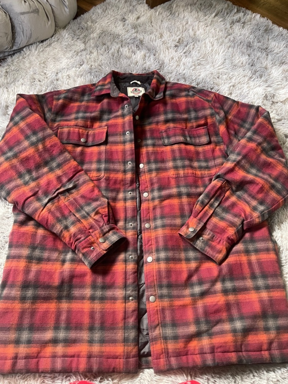 Men's Red Plaid Quilted Lined Jacket